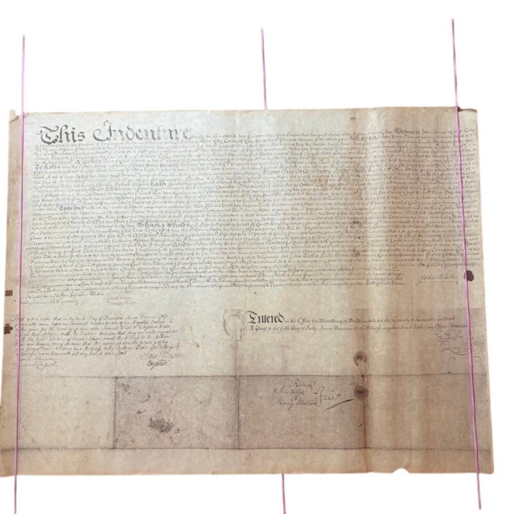 VTG Reproduction Land Deed Poster - Aged Beige & Brown Historical Document Art